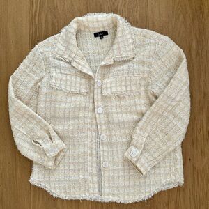 Lulus Take Notes Ivory Plaid Tweed Shacket